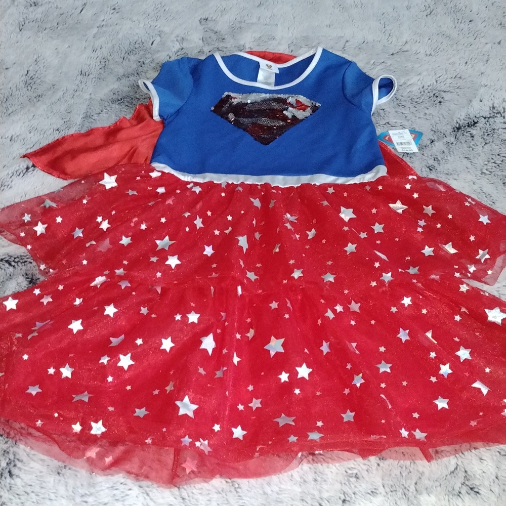 New girls supergirl dress size XL 14/16 with cape